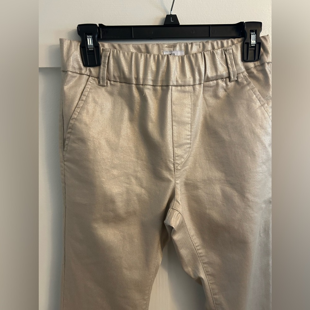 Bevy Flog Metallic Beige Check Elastic Waist Pock… - image 2